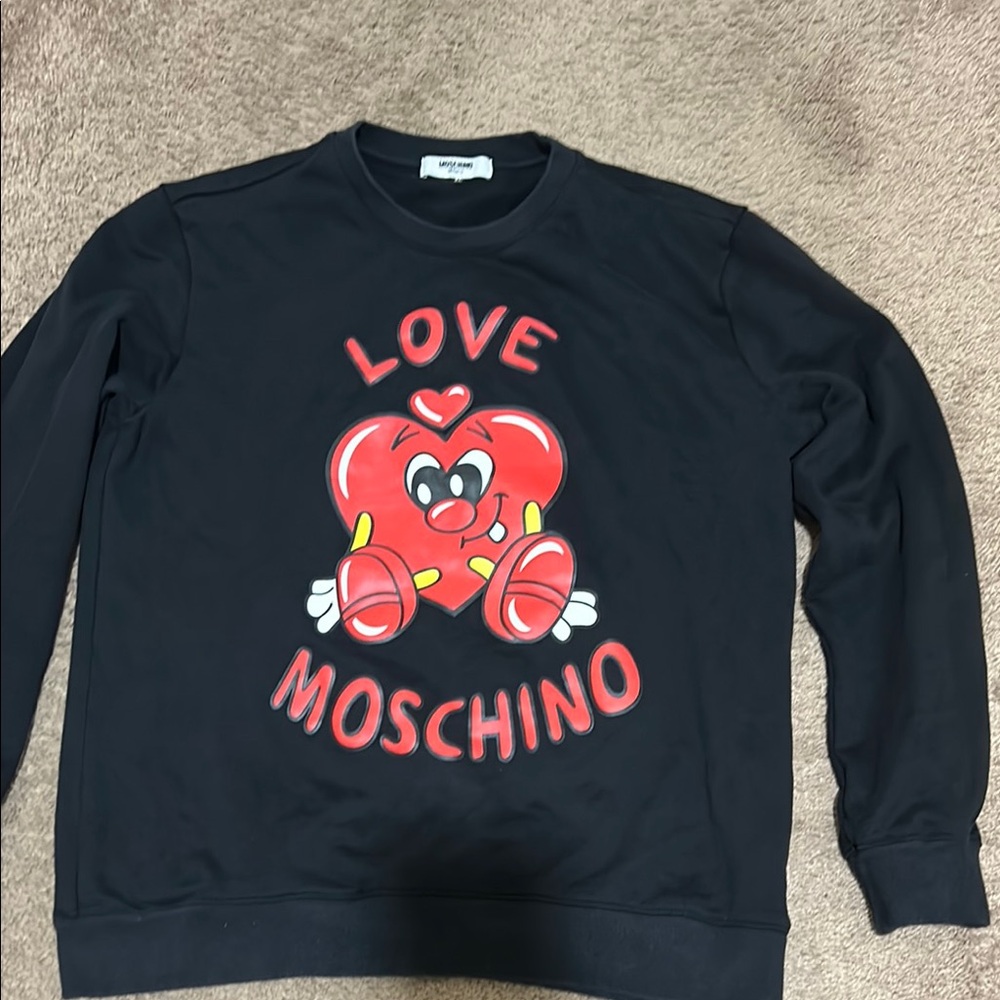Moschino Black Sweatshirt with Red Heart Design